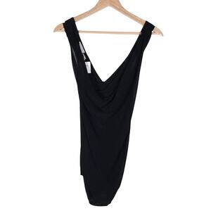 Club Monaco Womens Tank Top XS Black Draped Cowl Neck Sleeveless Knit Normcore